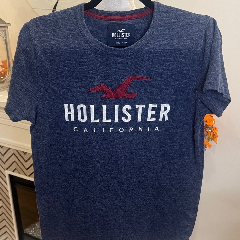 Hollister Blue Tee with Red Logo